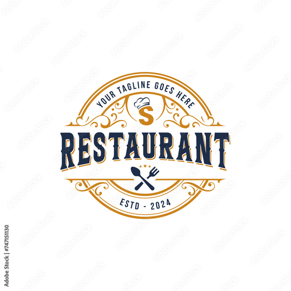 Creative vintage restaurant logo. vector letter S café, restaurant logo