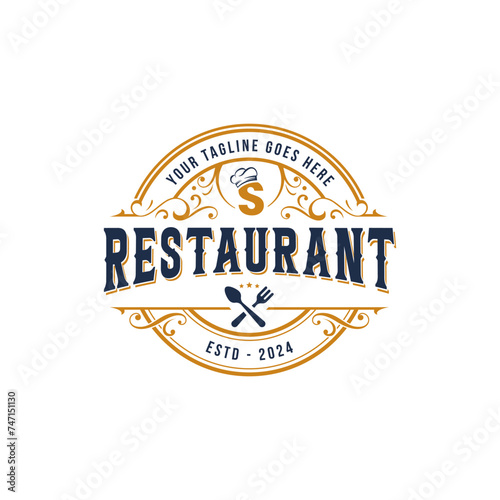 Creative vintage restaurant logo. vector letter S café, restaurant logo