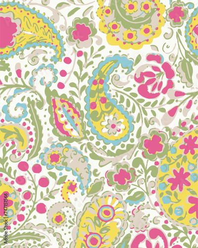 seamless pattern on autumn theme. Trendy print with cute embroidery of flowers and leaves