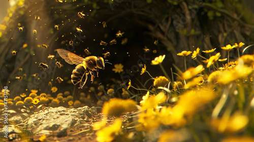 Bee flying to hive entrance © Cybonad