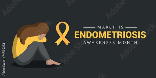 national endometriosis awareness month march info graphic vector illustration