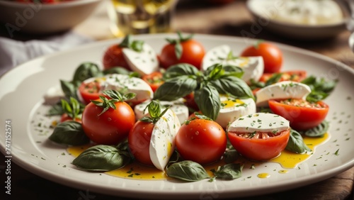 Mediterranean Elegance  Caprese Salad with Fresh Tomatoes and Mozzarella Cheese