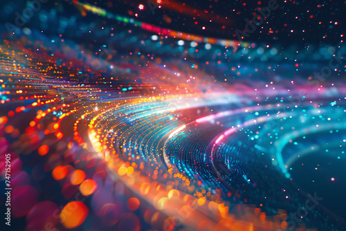 Vibrant abstract cosmic energy with stars and light trails