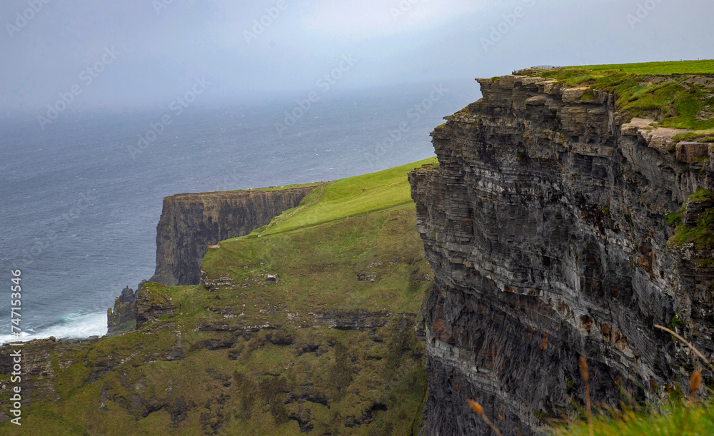 Cliffs of Moher on a cloudy day in County Clare, Ireland