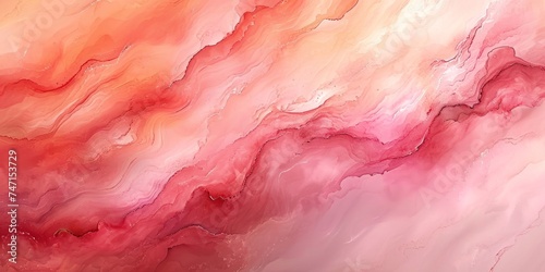 Abstract watercolor paint background illustration. Coral color with liquid fluid marbled paper texture banner texture, Generative AI