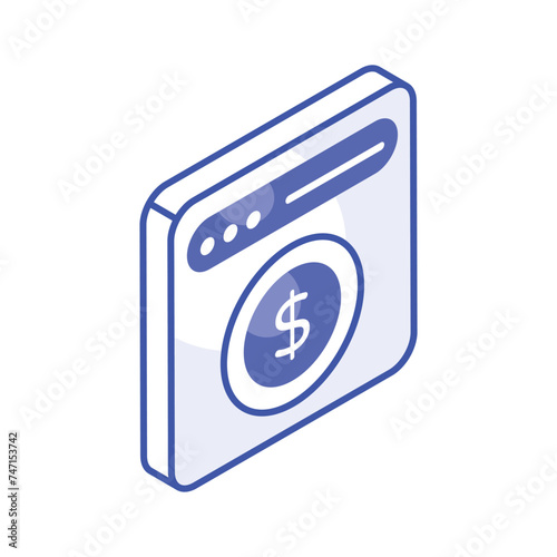 Get this amazing icon of website monetization in isometric style