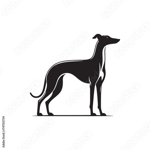 Elegant Grace: Vector Greyhound Silhouette - Capturing the Majestic Beauty and Graceful Form of this Iconic Canine Breed.
