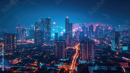 Night View of a Modern Metropolis Alive with Energy
