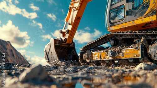 an excavator digs a hole