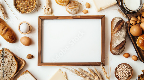 Gluten free foods background with white board in the middle © Graphicgrow