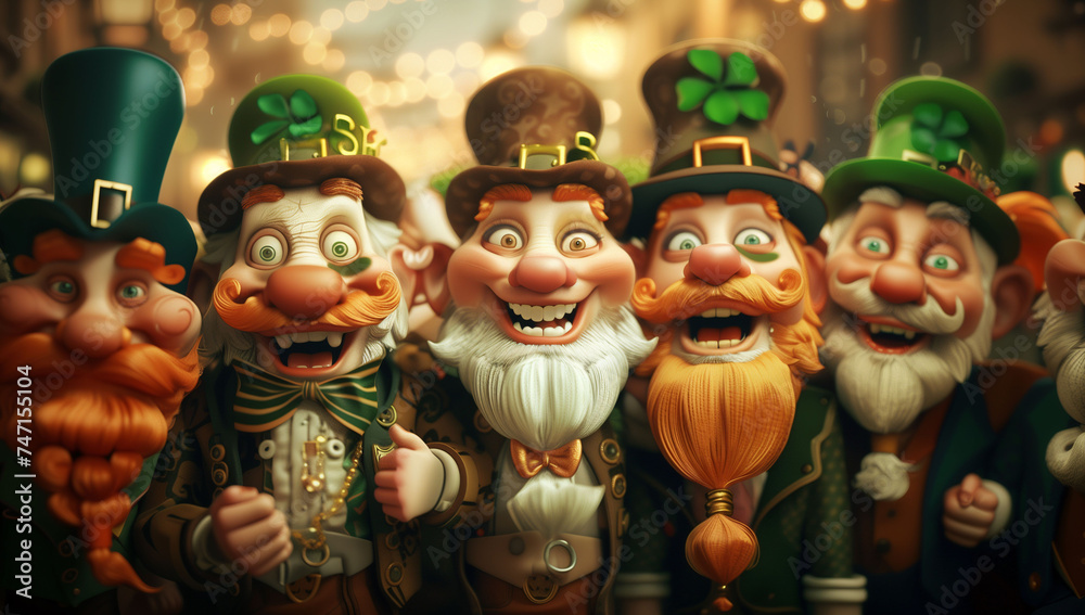Illustration of a group of Leprechauns on St. Patrick's Day Illustration of a group of Leprechauns on St. Patrick's Day