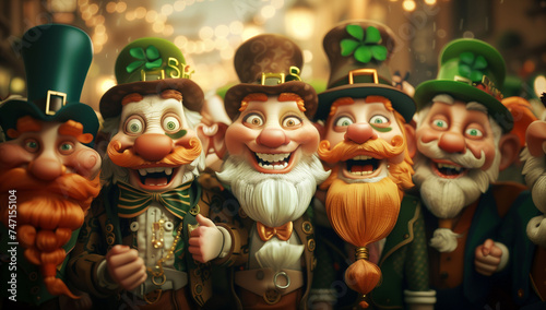 Illustration of a group of Leprechauns on St. Patrick s Day