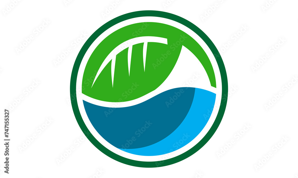 leaf and water vector logo on white background leaf and water vector logo on white background