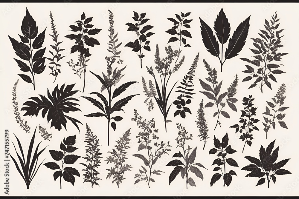 Silhouettes of beautiful plants Silhouettes of beautiful plants