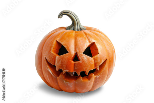 Close-up view of halloween pumpkin isolated on white background