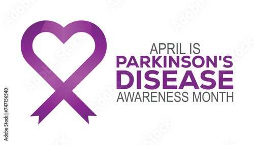 Parkinson's Disease awareness month observed every year in April.Template for background, banner, card, poster with text inscription.