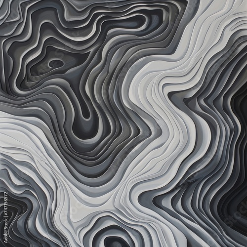 Monochrome Topography: Abstract Layers of Grayscale Waves photo