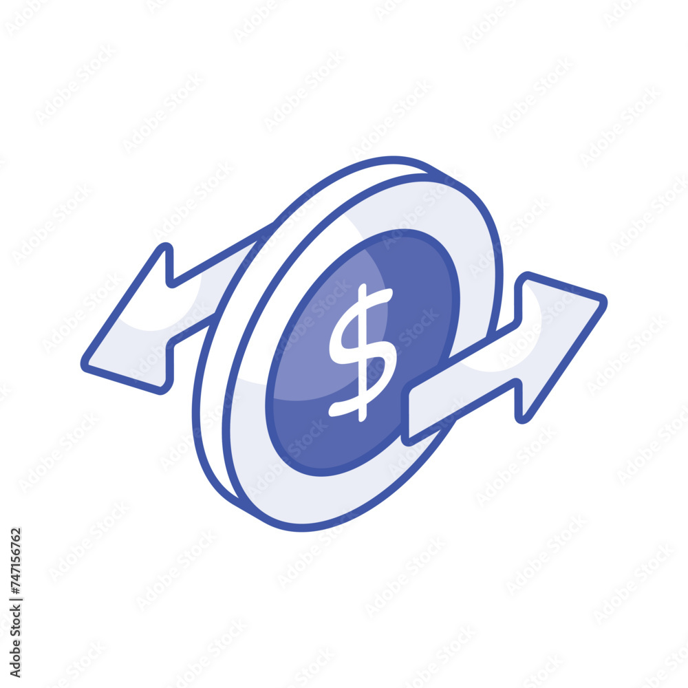 A modern icon of money flow in isometric style, investment vector design A modern icon of money flow in isometric style, investment vector design