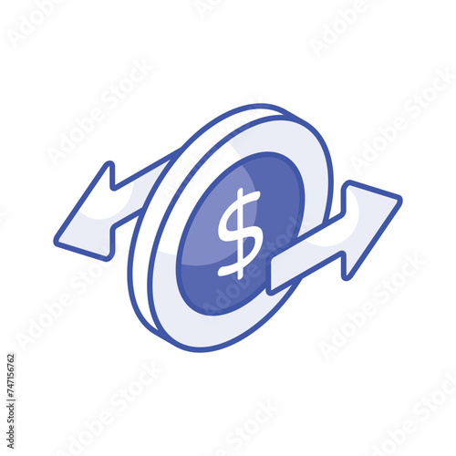 A modern icon of money flow in isometric style, investment vector design