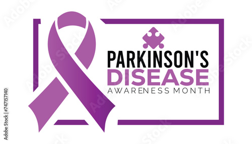 Parkinson's Disease awareness month observed every year in April.Template for background, banner, card, poster with text inscription.
