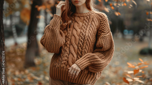 Autumn Girl Sweater Knitted Style Lifestyle
