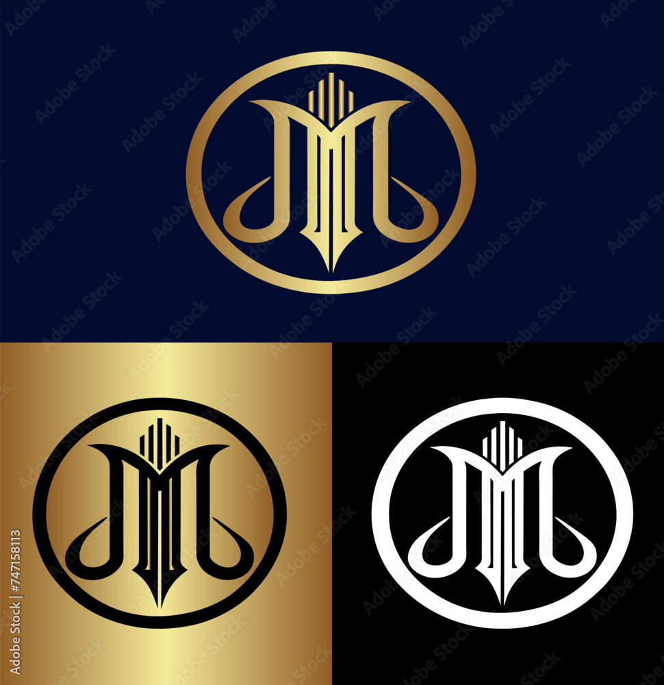 Initial letter M logo and wings symbol, Wings design element Initial letter M logo and wings symbol, Wings design element
