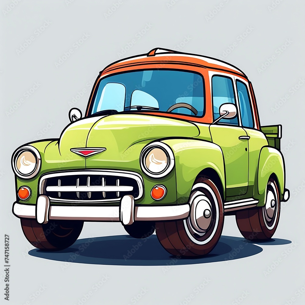 Cute Cartoon car, Vector illustration on a white background.. ai generative.