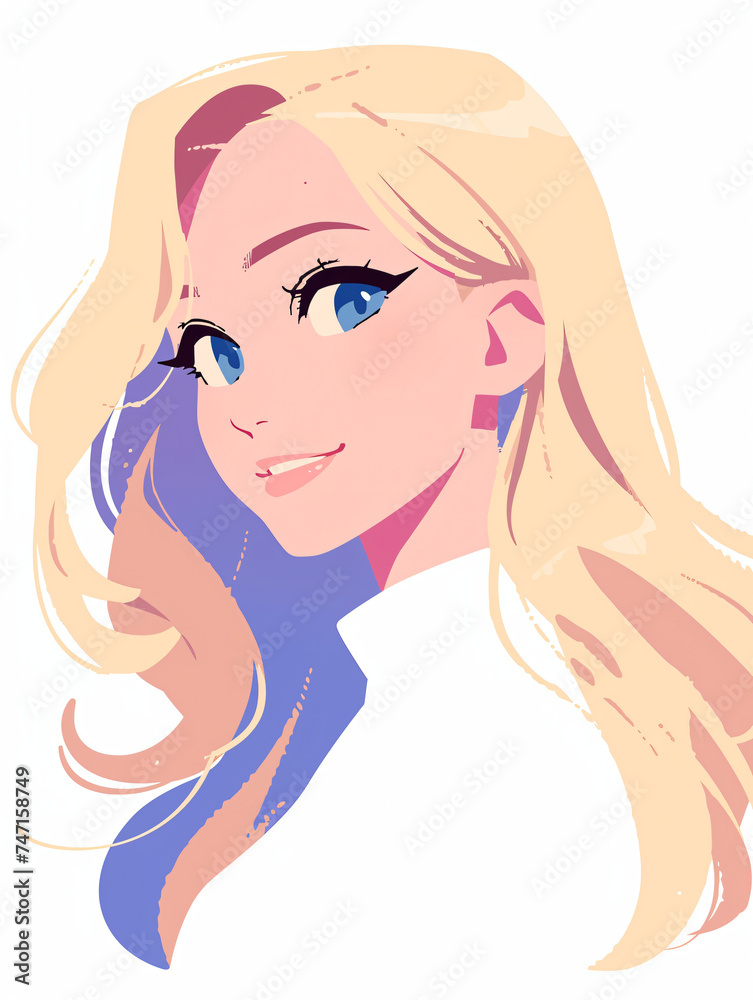 Stylish Blonde Woman with Elegant Earrings in Minimalist Portrait Illustration Stylish Blonde Woman with Elegant Earrings in Minimalist Portrait Illustration