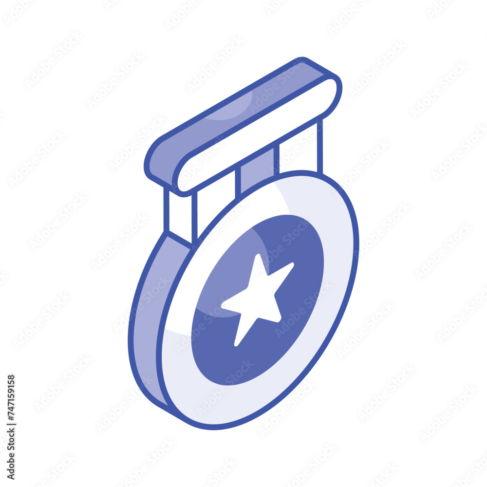 A trendy vector design of medal in modern isometric style, an editable icon of star medal A trendy vector design of medal in modern isometric style, an editable icon of star medal