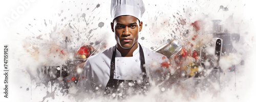 Splashing food in the air with chef