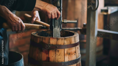 An upclose glimpse of a winemaker using a traditional wooden press to gently extract the juice from freshly harvested gs a od fad in biodynamic winemaking for its gentle approach.
