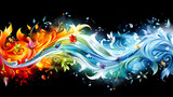 Set of vibrant paint splashes in various colors, creating an artistic display on a clean canvas