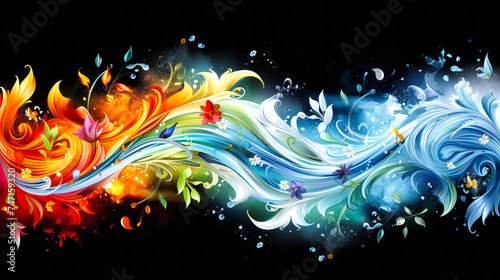 Set of vibrant paint splashes in various colors  creating an artistic display on a clean canvas