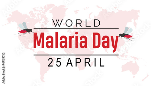 World Malaria Day observed every year in April.Template for background, banner, card, poster with text inscription.