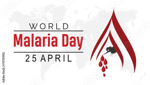 World Malaria Day observed every year in April.Template for background, banner, card, poster with text inscription.
