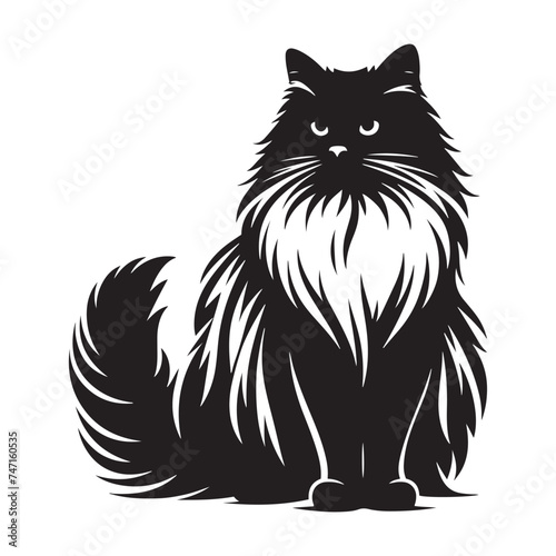 Graceful Ragdoll: Vector Silhouette - Capturing the Elegance and Charm of the Beloved Ragdoll Cat Breed in Elegant Form, Vector Ragdoll, Ragdoll Silhouette