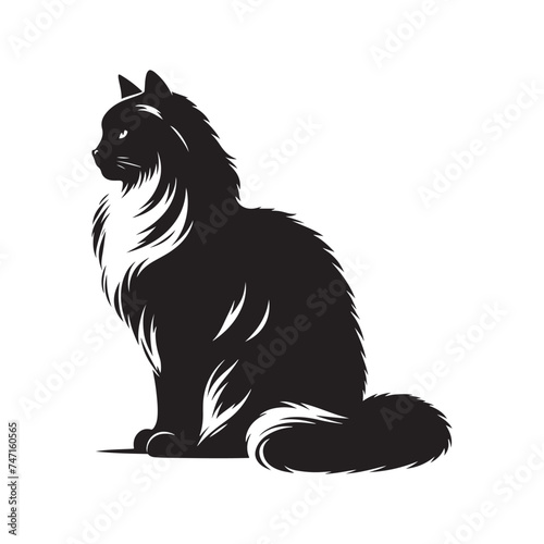 Graceful Ragdoll: Vector Silhouette - Capturing the Elegance and Charm of the Beloved Ragdoll Cat Breed in Elegant Form, Vector Ragdoll, Ragdoll Silhouette
