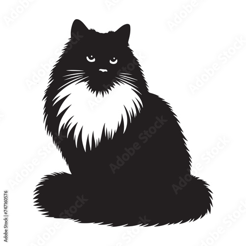 Graceful Ragdoll: Vector Silhouette - Capturing the Elegance and Charm of the Beloved Ragdoll Cat Breed in Elegant Form, Vector Ragdoll, Ragdoll Silhouette