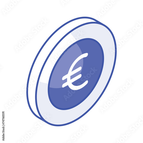 An amazing vector of euro coin in trendy isometric style, ready for premium use