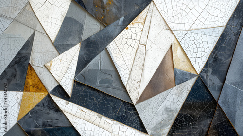 Texture of marble abstract background with low poly pattern white yellow blue and gray color, polygon background.