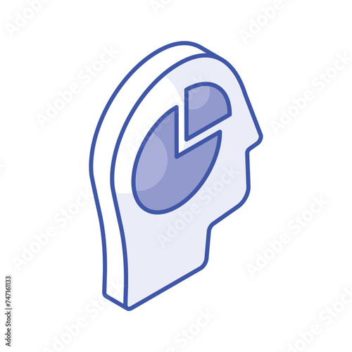 Pie chart inside human mind showing concept icon of analytical mind
