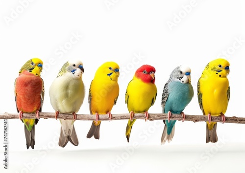 Group of Birds Perched on a Branch