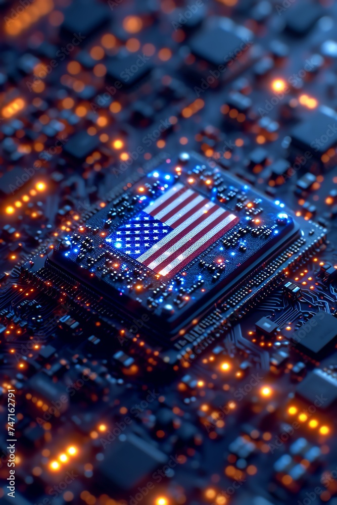 Patriotic Microchip Technology Close-Up Patriotic Microchip Technology Close-Up