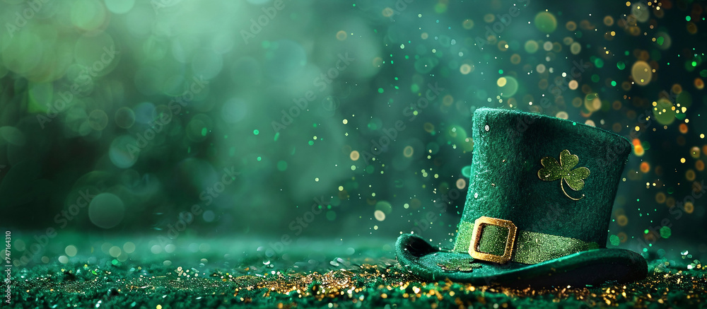 Abstract green background for St. Patrick's Day for design. AI Generative - obrazy, fototapety, plakaty 