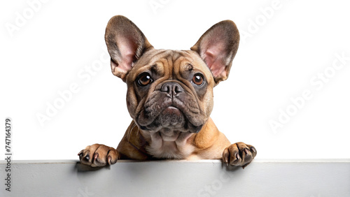 French bulldog with paws on ledge with transparent background © vectorize