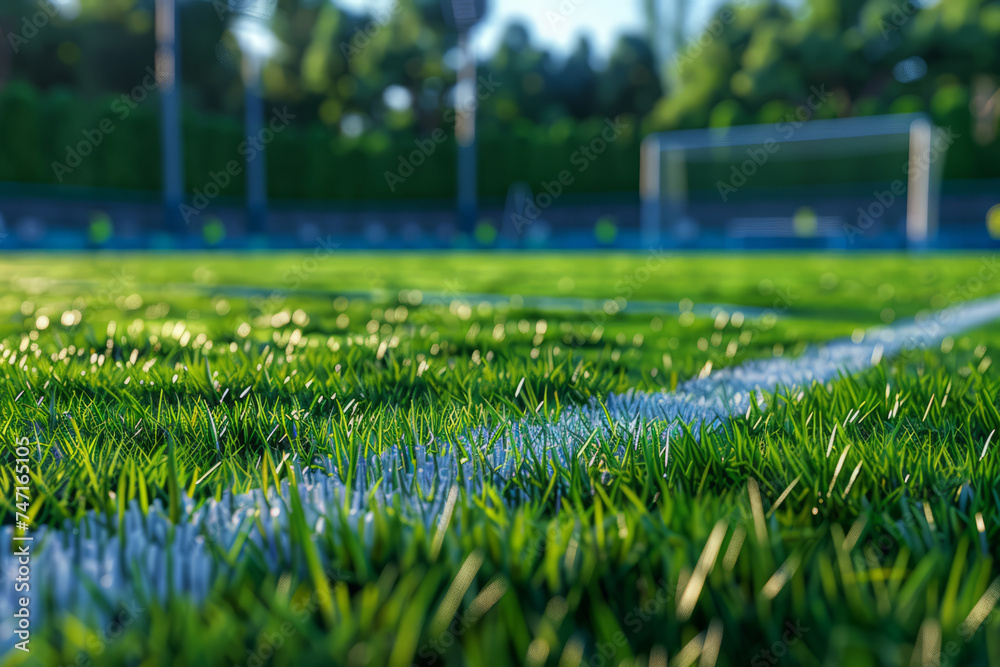 Green field in a football stadium. Generative AI