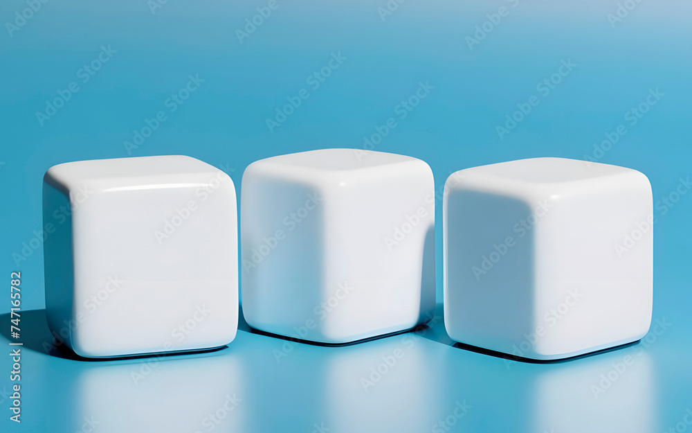 3d white cubes isolated on blue background 3d white cubes isolated on blue background