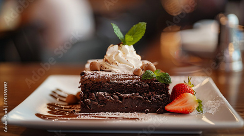 Chocolate Brownie Cake and Whipped Cream