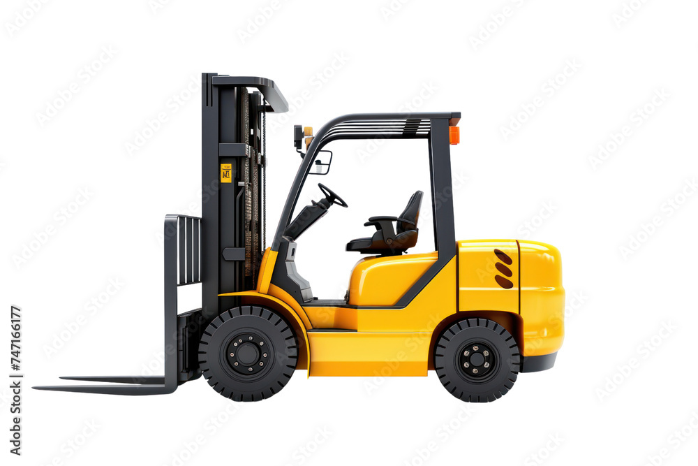 A forklift, isolated on transparent and white background.PNG image.