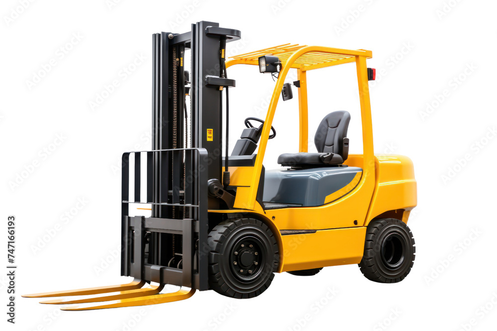 A forklift, isolated on transparent and white background.PNG image.